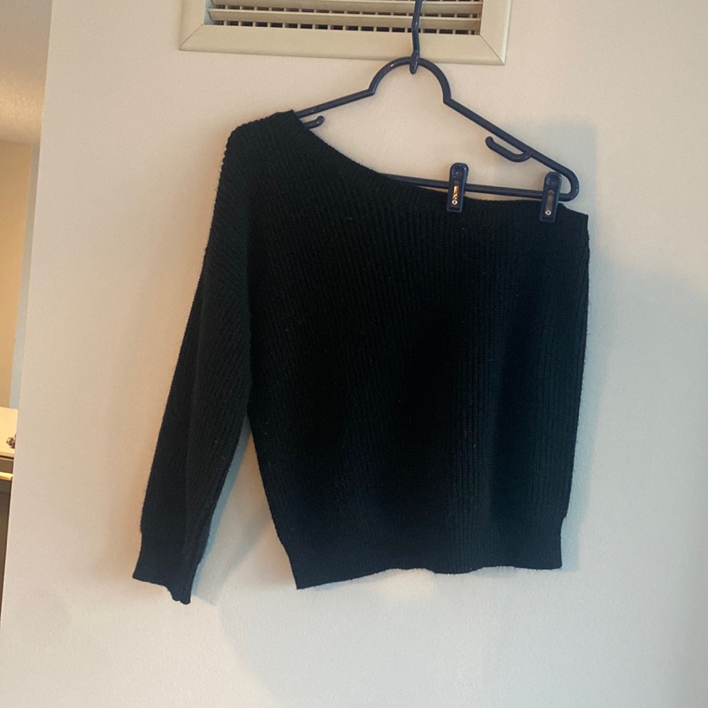 One shoulder black sweater
